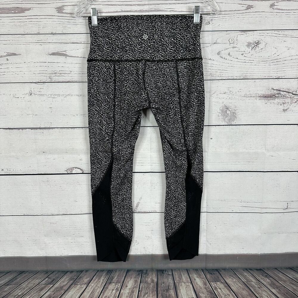 Lululemon Wunder Under Legging Womens 6 Luan Ripple Jacquard Black White High
